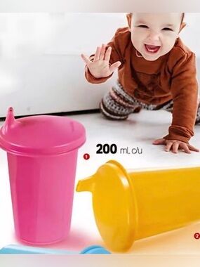 Tupperware Bell Tumblers & Sipper Seal Pink & Yellow Set of 2